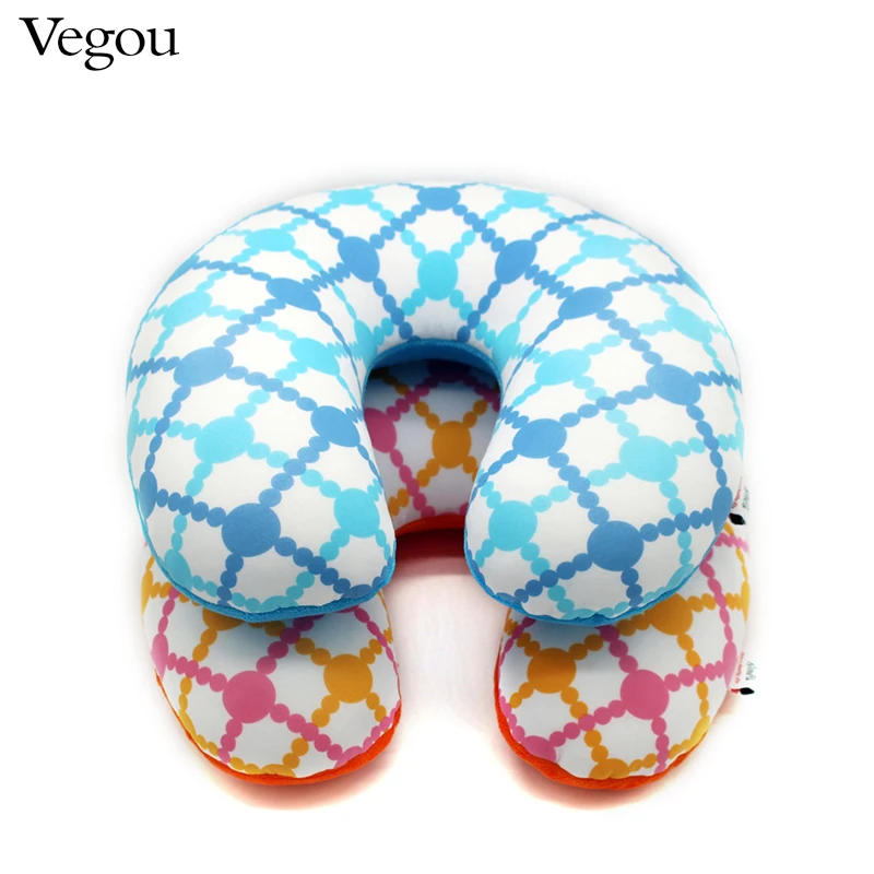 Microbeads U Shape neck Pillow Airplane travel pillows dot grid pattern