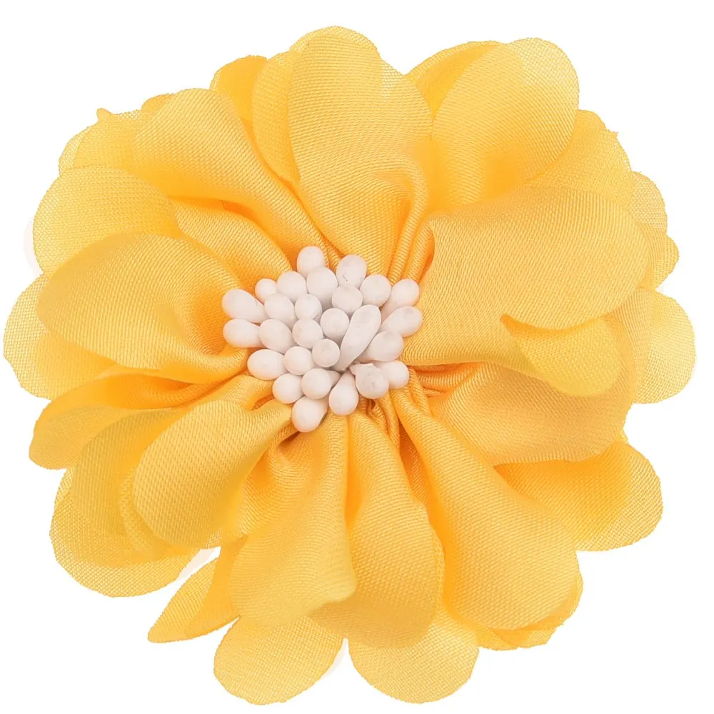 10PCS Chiffon Flowers blossom Hair Accessoreis Wedding decoration flower No Hair Bow Barrette Boutique Head wrap DIY Accessory - Цвет: Yellow