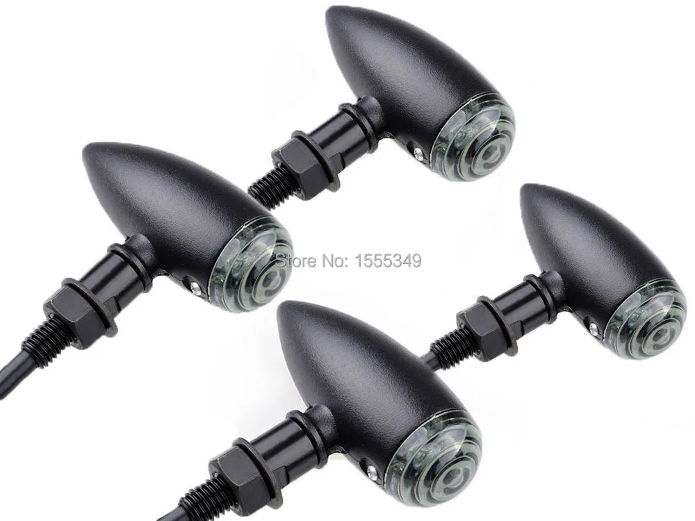 4x черный корпус 12 В мотоциклетные пули поворотники индикаторы для Harley Dyna Bobber Chopper Sportster Honda Yamaha Kawasaki