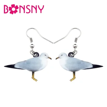 Bonsny 아크릴 참신 청어 갈매기 새 귀걸이 큰 긴 매달려 드롭 패션 보석 여자 독특한 동물의 매력 대량