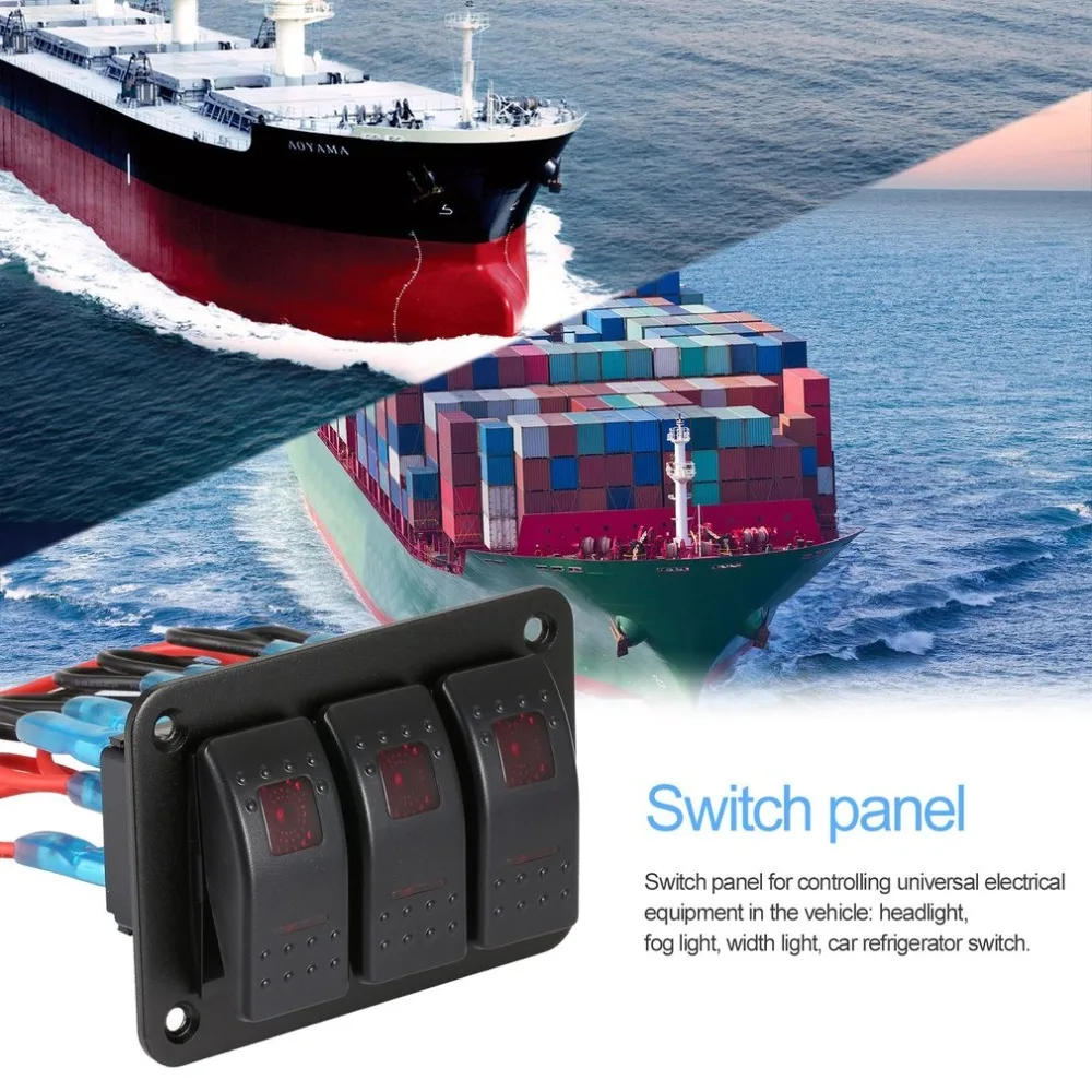 

3 Gang Car Marine Boat Caravan LED Switch Panel Professional Splashproof Rocker Switch Control Panel Waterproof Circuit