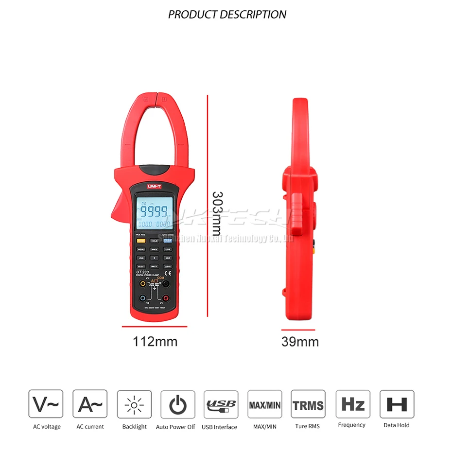 UNI-T цифровой Мощность клещи UT233 UT231 3 чередования фаз Тесты 1000A истинных среднеквадратичных значений положительный Реверс фазы дефицит usb-кабель для переноса данных