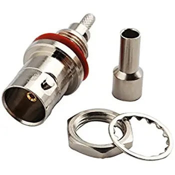 

10PCS BNC Female Jack Bulkhead O-ring RF Connector 50ohm Crimp RG179 RG316 RG174 Cable