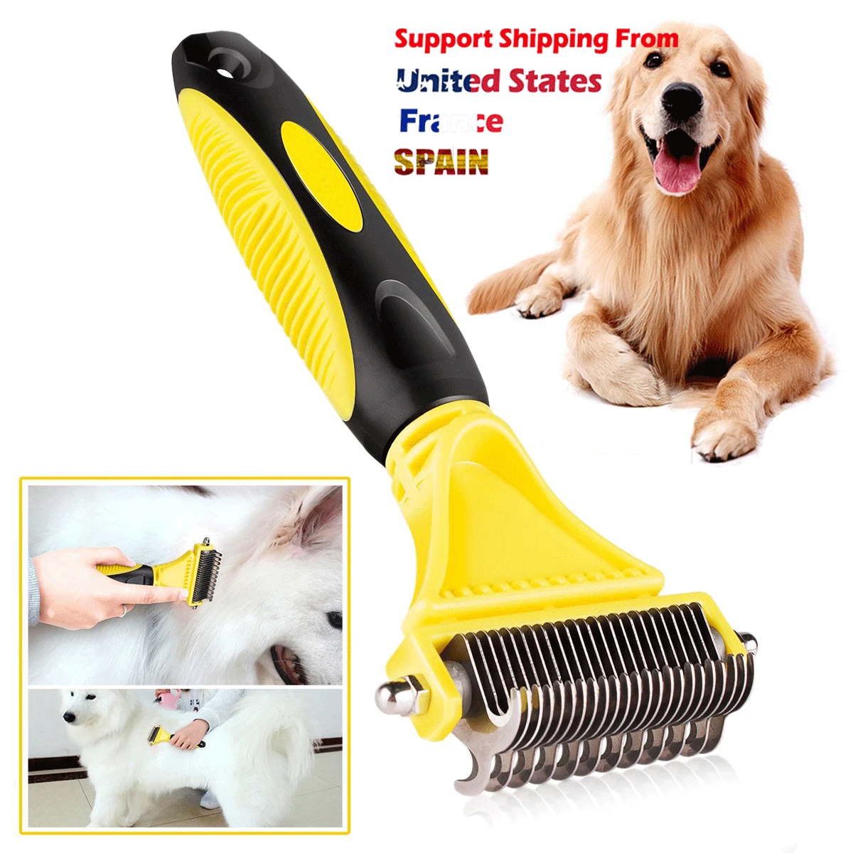 

Double Side Pet Fur Dog Brush Dematting Matbreaker Cat Grooming Deshedding Trimmer Tool Dog Comb Pet Brush Rake