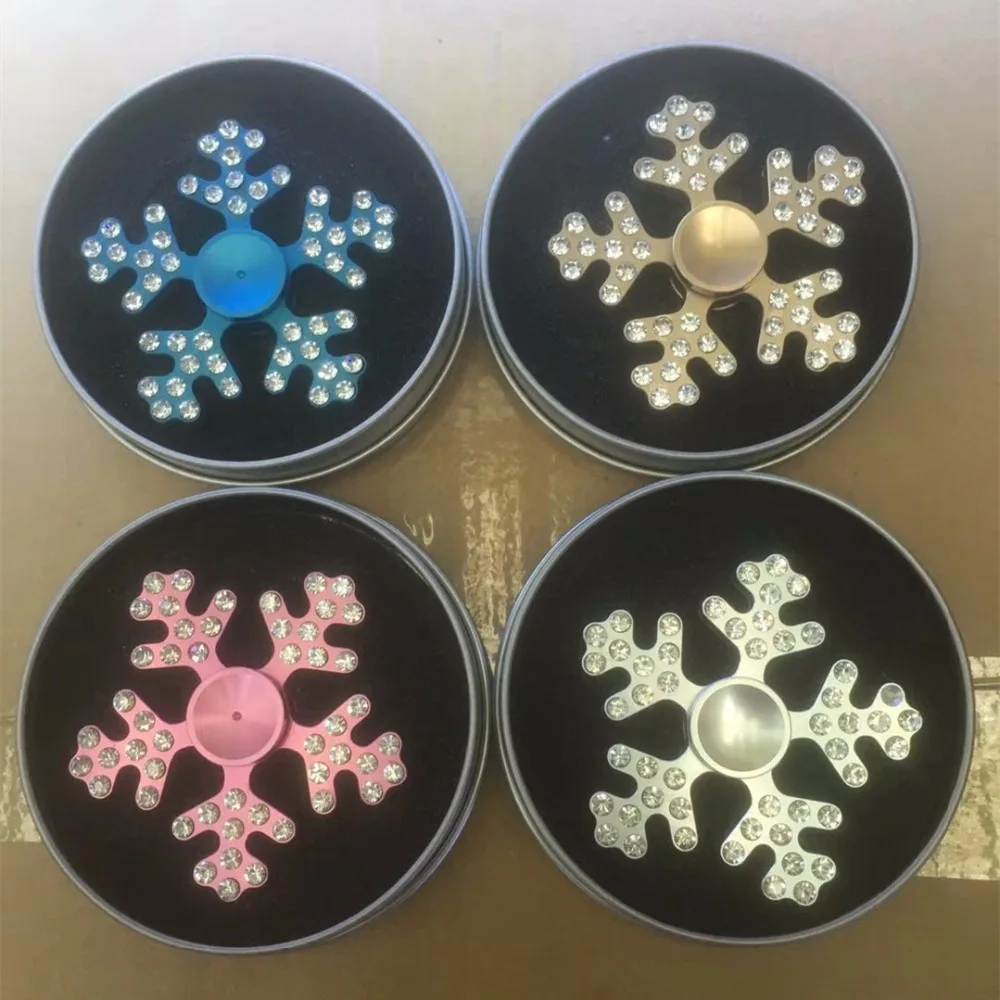 

5 Color Christmas Snowflake Double Sided Finger Hand Spinner Fidget Focus EDC Desk Sensory Toys Stress Relieve ADHD For Kids