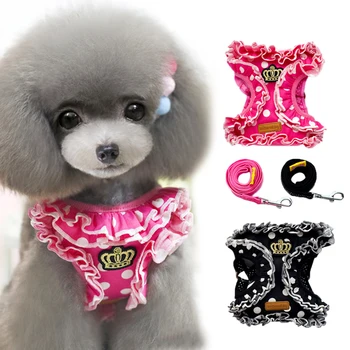 

Pink Girl Pet Dog Harness Leash Leads Small Puppy Adjustable Animal Walking With Ropa Party Outside Supply Chihuahua Drop Ship