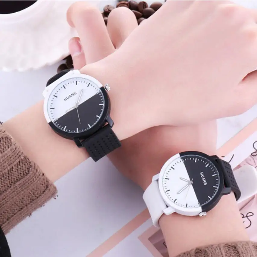 Высокое качество Женские кварцевые наручные часы модные черные белые силиконовые креативные женские часы подарок Montre Femme Relogio Новинка