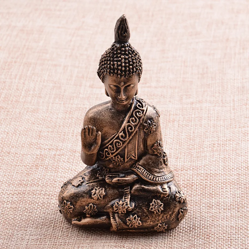 Миниатюрная статуя Будды из смолы, таиландский Будда, медитирующая скульптура, индуистская статуэтка, индийская сакиамуни, домашнее декоративное украшение, 19