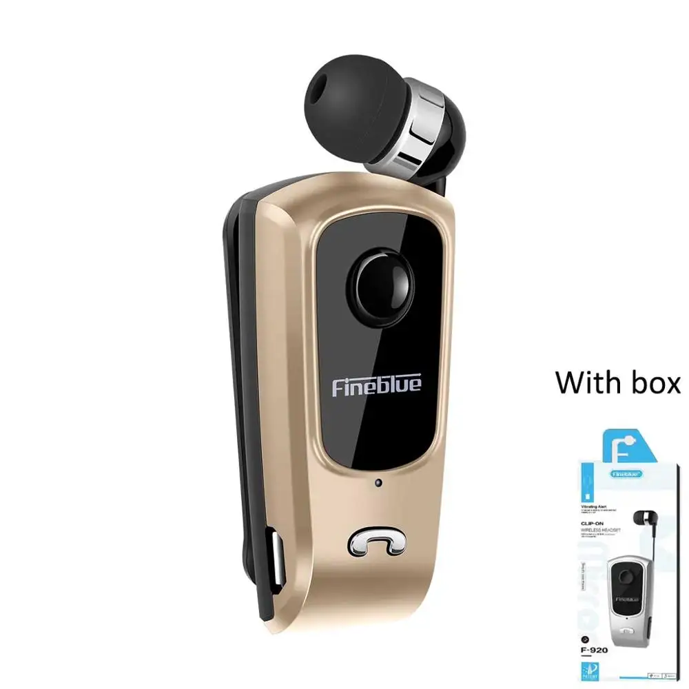 Fineblue F920 мини беспроводной Bluetooth шеи клип телескопического типа бизнес наушники вибрации оповещения износ стерео Спорт Auriculares - Цвет: Gold with box