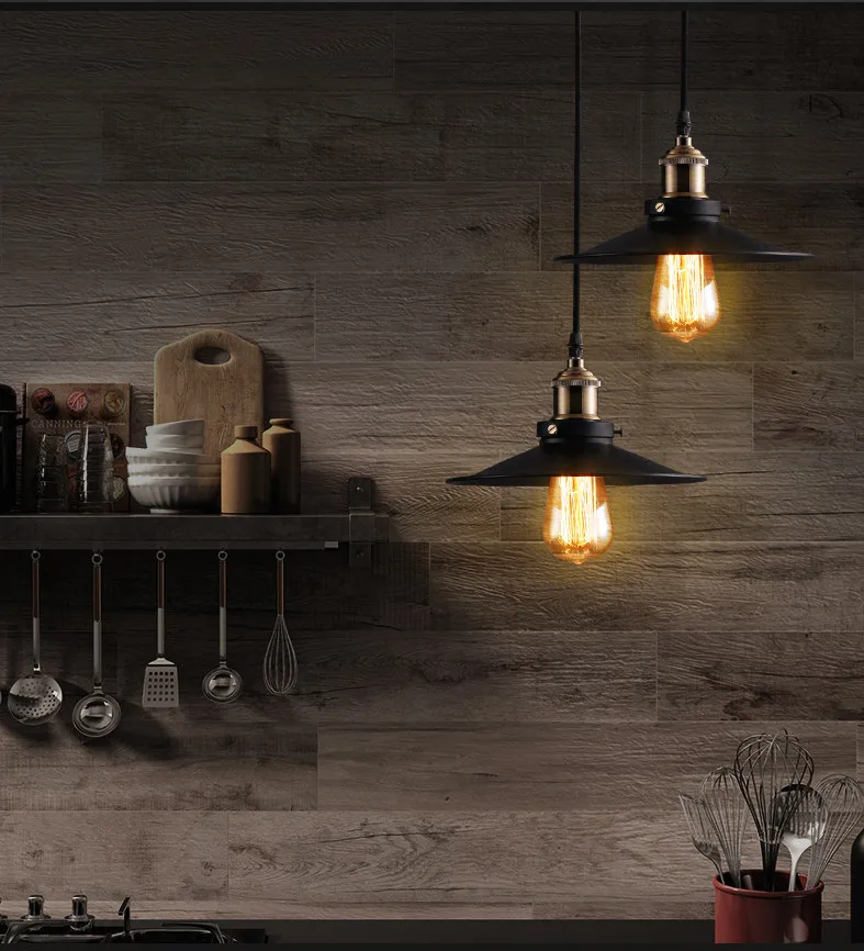 Подвесные светильники lukloy, винтажная железная Ретро кухонная Подвесная лампа, светильник для столовой, для кухни, для декора, E27/E26, светильник