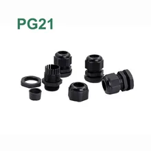 50 шт./лот PG21 водонепроницаемый кабельный сальник разъем регулируемый M28 Пластиковые кабельный ввод с гайкой для 13-18 мм провода черный серый