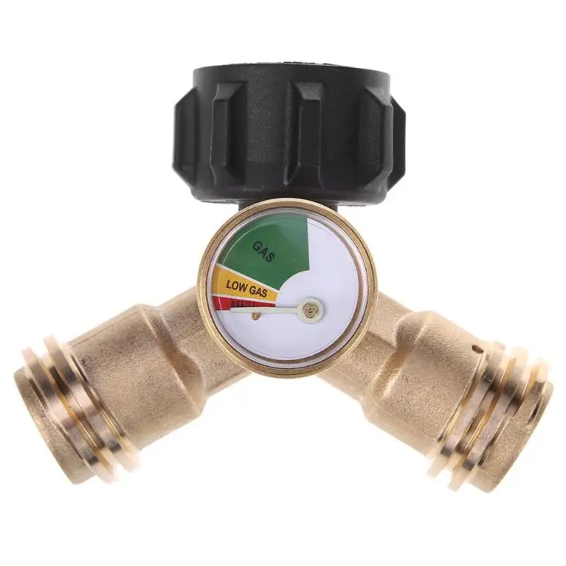 

Propane Y-splitter Tee Adapter Connector with Tank Gauge Propane Indicator Propane Y shape Analog Pressure Gauge