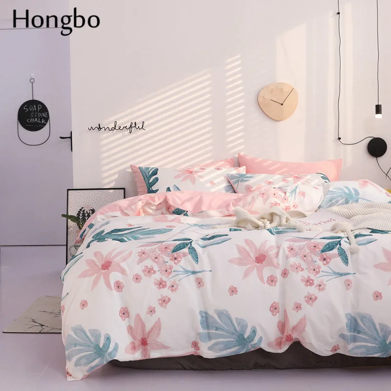 Комплект постельного белья Hongbo из хлопка с цветочным рисунком зеленых листьев