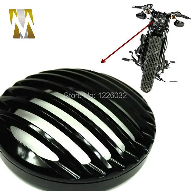

Black 5'' Motorcycle Motorbike Front Headlight Grill Cover Grille Bezel for Harley Sportster XL 1200 XL 883 Billet Aluminum