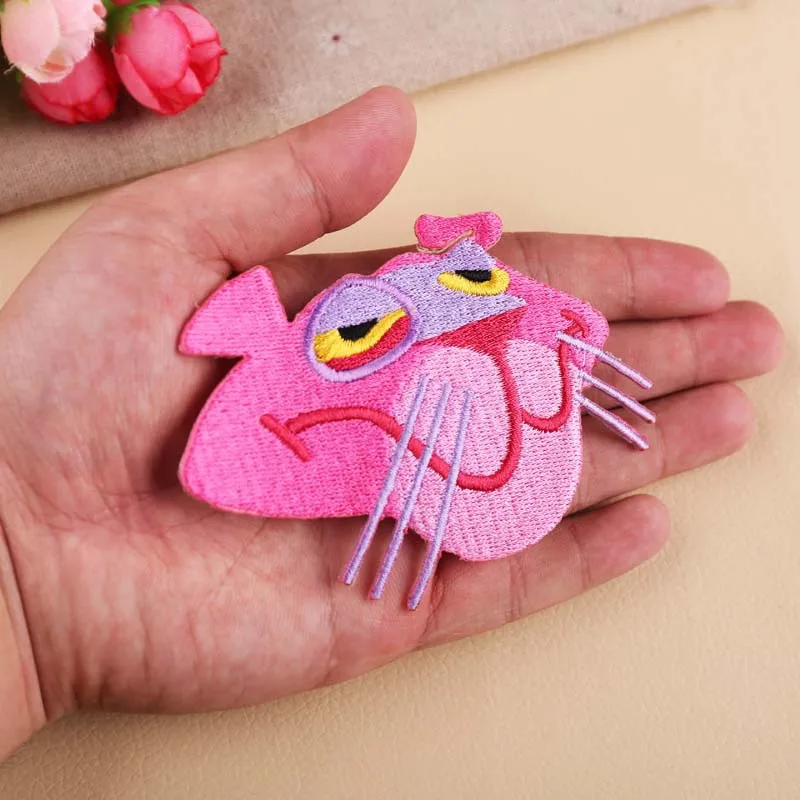 

Pink Panther Embroidered Iron on Patch for Clothing Motif Applique Sew Cartoon Patches for Backpacks Clothes Stickers DIY Badges