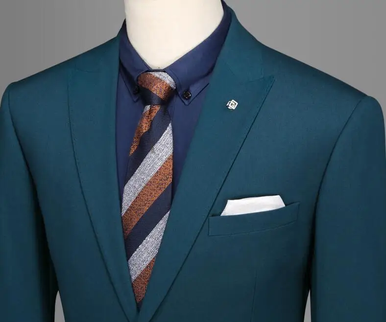 2019 Indigo Peak lapel Wedding Suits For Men Custom made Slim Fit Suits Groom Prom Party Suit Terno Masculino Two buttons Suits