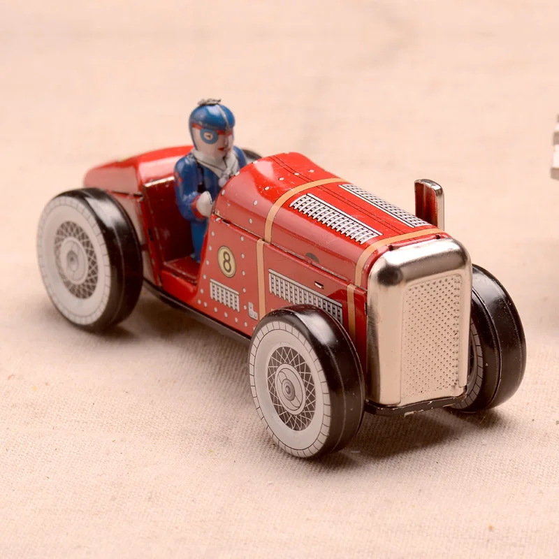 Retro Clockwork Racing Car Vehicle Robot Collection Toys Classic