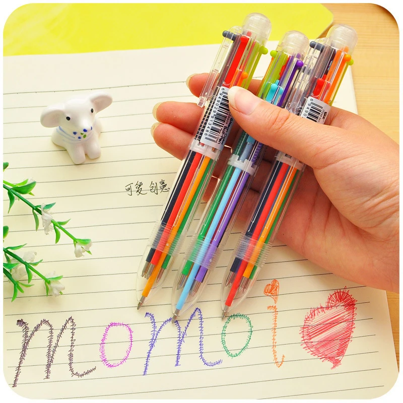 Креативная многоцветная шариковая ручка, милая масляная ручка, канцелярский пресс, шесть цветная Шариковая ручка для студентов, детей, офиса и школы