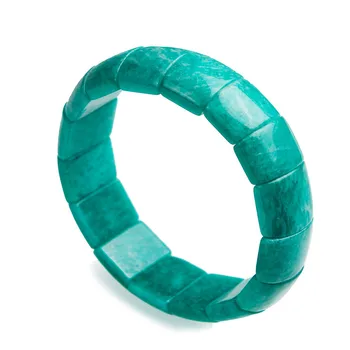 

Women Stretch Charm Bracelets Recgangle Beads Jewelry Genuine Green Amazonite Natural Stone Bracelet