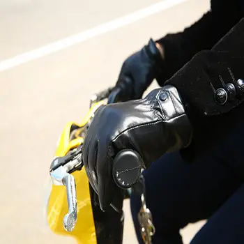 

Hot! Black Men Winter Leather Motorcycle Full Finger Touch Screen Warm Gloves