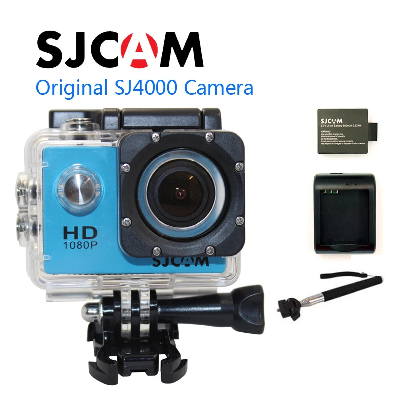 Оригинальная SJCAM SJ4000, позволяющая погружаться под воду на глубину до 30 м Водонепроницаемый Спортивная Экшн-камера Камера+ Батарея Зарядное устройство+ 1 дополнительная Батарея+ монопод