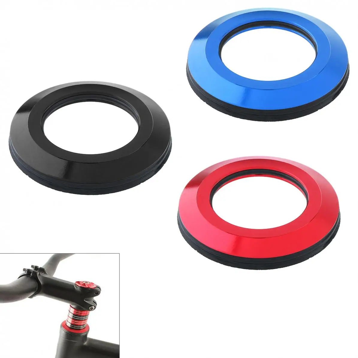 

CNC Bicycle Headset Cap Aluminum Alloy Flat Spacer MTB 28.6mm Bike Parts Cover with Rubber Ring