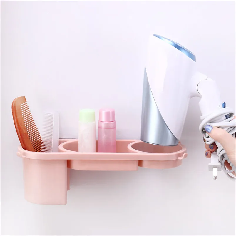 

Bathroom Hair Dryer Storage Rack Non-trace Stick Wall Mounted Holder Accessories Supplies Products Gear Items Stuff Case D27