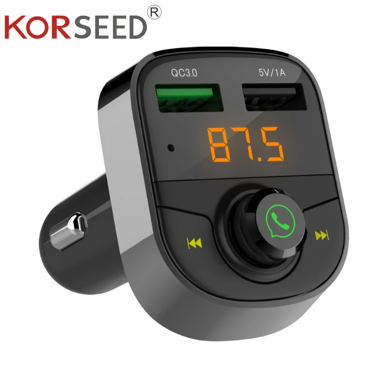 KORSEED Car mp3 player bluetooth fm transmitter AUX Modulator Auto Radio handsfree wireless car kit QC 3.0 usb quick car charger