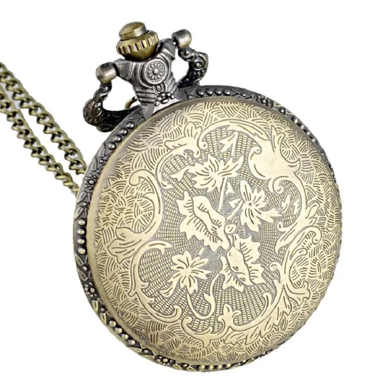 Pocket Watch Men Horse Pattern Quartz Vintage Chain Retro With Necklace Womens Gift 5