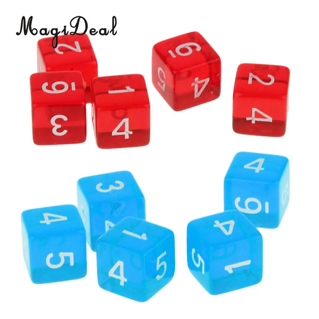 MagiDeal 10 шт. акриловый 6 сторонний D6 кубиков набор для D & TRPG MTG ролевых настольных игр