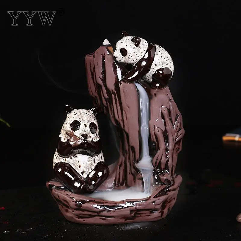 

Cute Panda Backflow Incense Burner Ceramic Home Decor Waterfall Incense Holder White Smoke Cones Incenso Aroma Censer Handcrafts