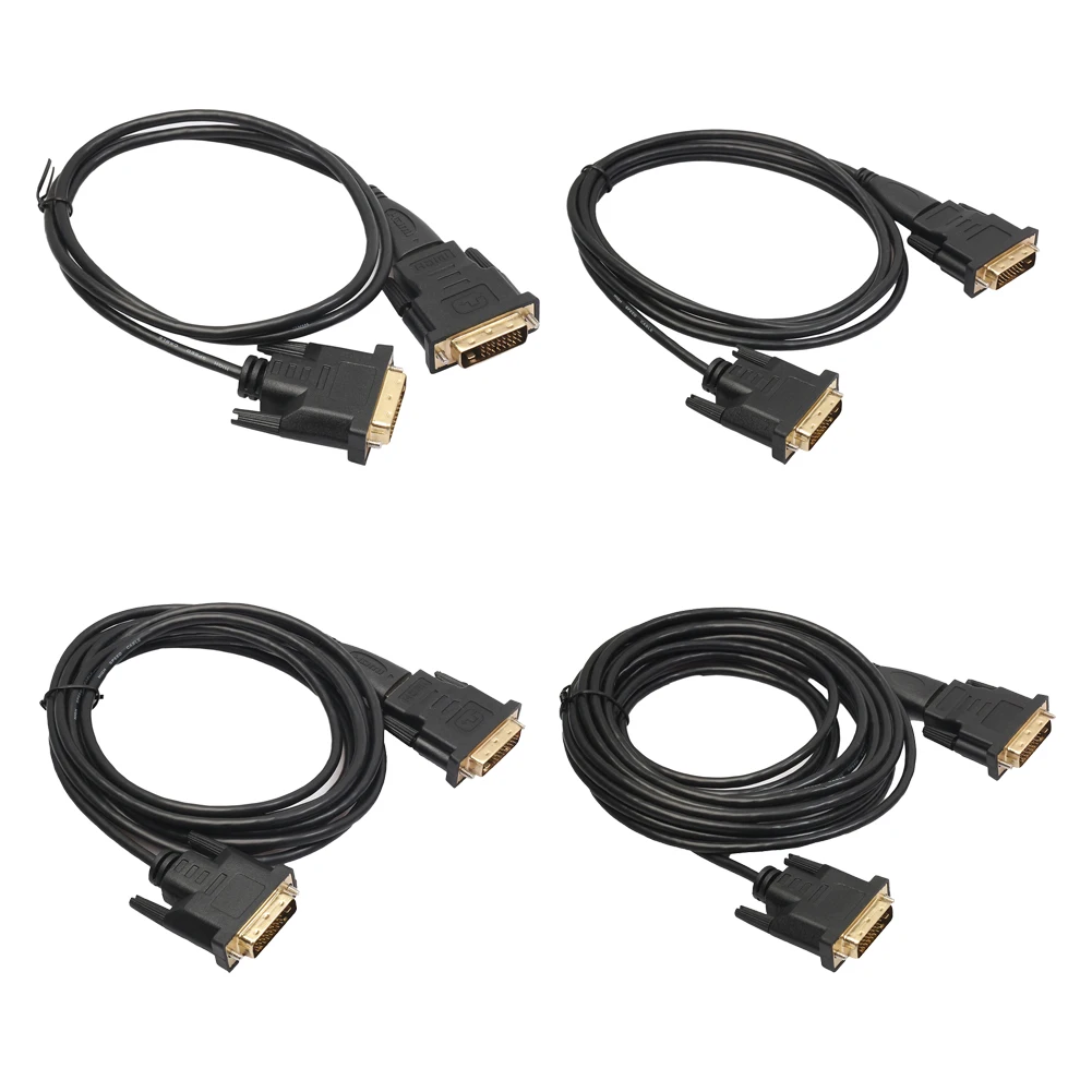 

1m/1.8m/3m/5m HDMI to DVI 24+1 Pin Cable Cord + DVI Male Adapter 1080P for HDTV PC PS3 XBOX DVD Home Theater FW1S