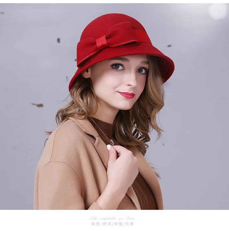 Ladies Woolen Woolen Hats Female Wool Fedoras Cap Students Retro