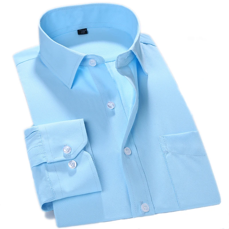 Buy 2018 Solid Color Men Dress Shirt Long Sleeve