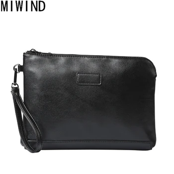 

MIWIND Men's Clutch Wallets Handy Bags Soft Leather zipper Purse Casual Long Business Male Clutch Wallets Men's handbags TW1448