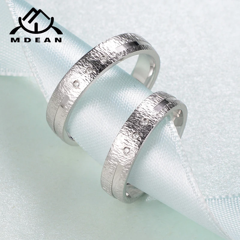 MDEAN Новое поступление кольца для пар женские и мужские обручальные с цирконием