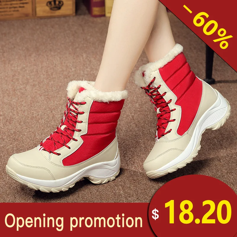 

Women winter boots snow boots women with leather ankle boots platform shoes Fashion rubber shoes winter boots women plus size
