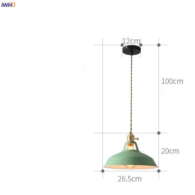 IWHD красочный современный светодиодный подвесной светильник, приспособление для кухни для столовой гостиной нордическая лампа, подвесные светильники, подвесной светильник, блеск Pendente - Цвет корпуса: Зеленый