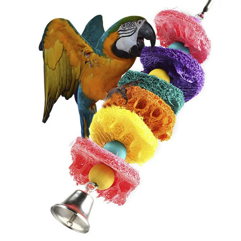 Pet Bird Toy Parrot Toys Cockatoo Conure Chew Loofah Sponge
