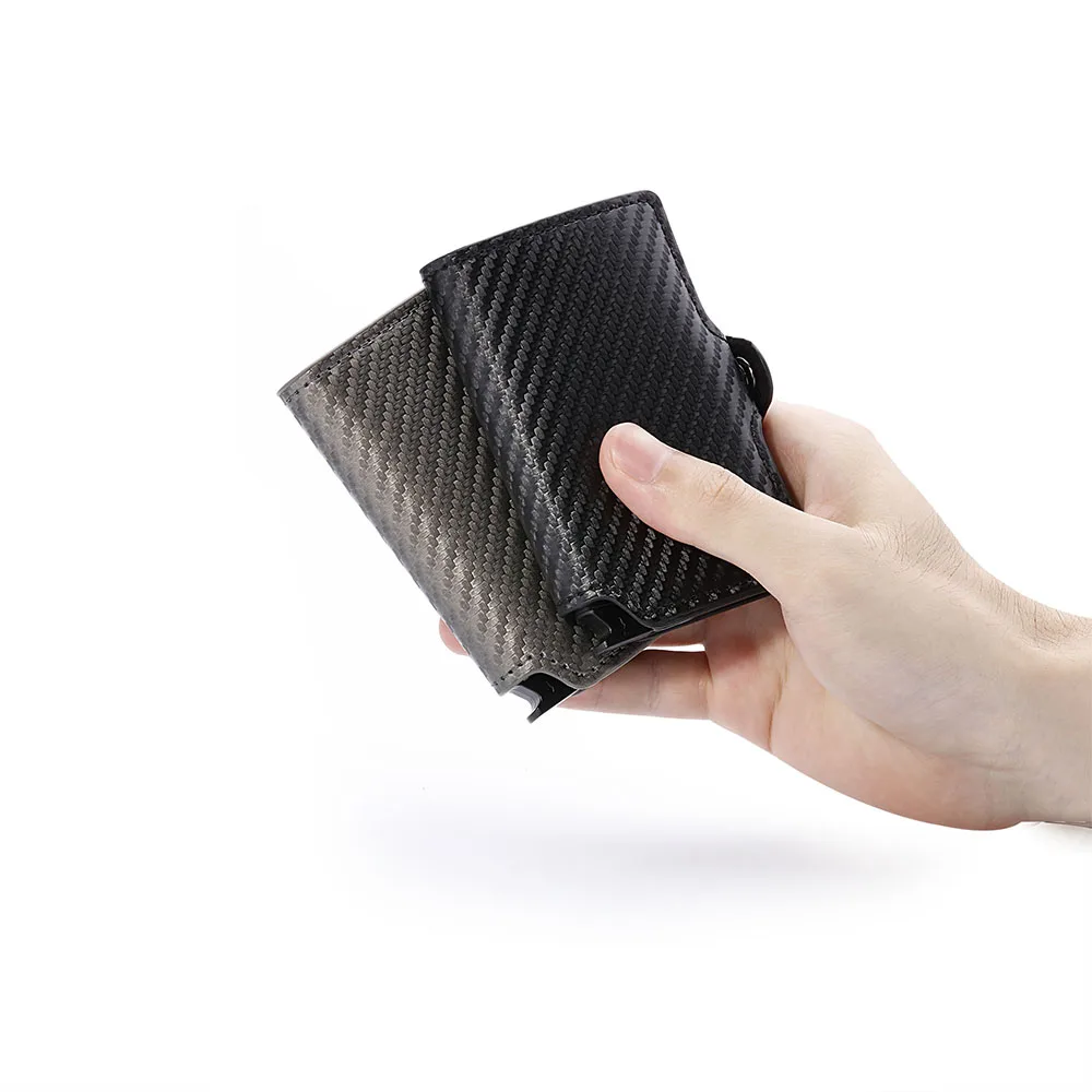 Casekey Роскошный мини тонкий бумажник из углеродного волокна Rfid мужской