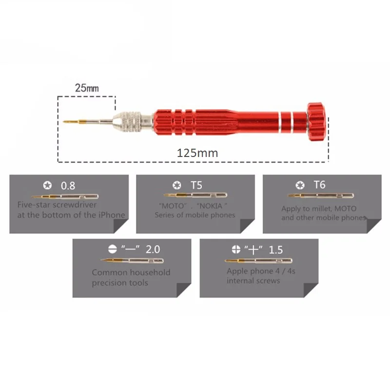 5 в 1 многофункциональные отвертки для ремонта телефонов Отвертка Phillips, T5, T6, щелевые, 5-Poin биты для iPhone samsung