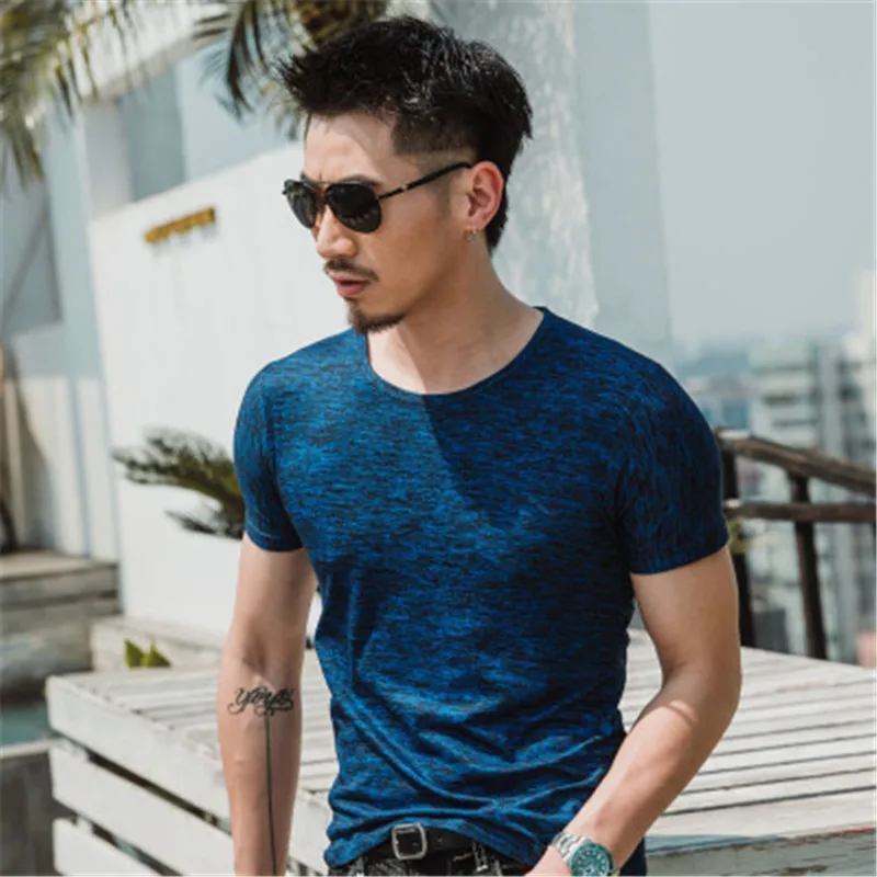 

Colorful Men T Shirts Summer Breathable Soft Fashion Short Sleeve Camouflage Printed Round Neck Slim Top Tees Sportwear Cotton