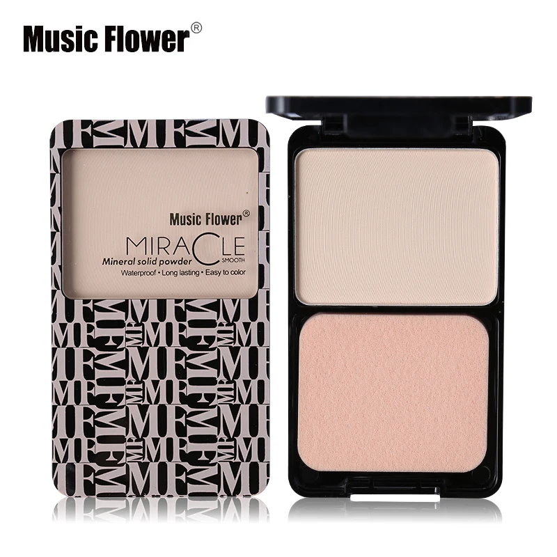 

Music Flower Matte Shimmer Fix Pressed Powder Palette Face Foundation Base Makeup Concealer Puff Contour Nude Compact Cosmetics