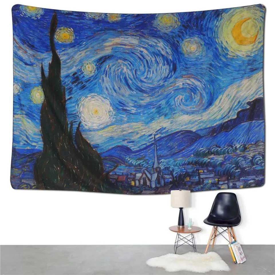 

Home Decor Oil Painting Wall Tapestry Hanging Carpet Psychedelic Tapestries Landscape Printed Wall Cover Beach Blanket