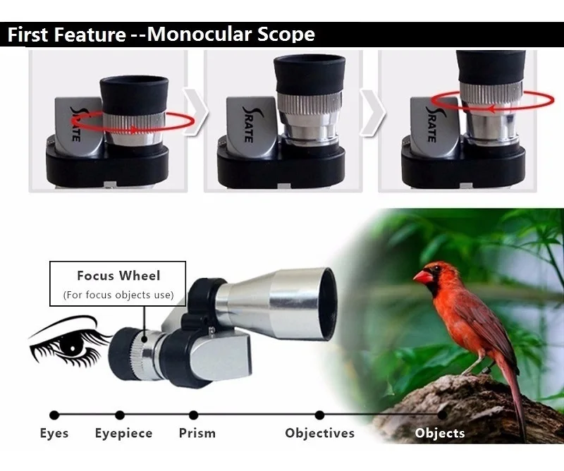 Мини 8X20 Серебряный металлический Карманный окуляр с монокулярным телескопом с 4X лупой 30X микроскоп для пешего туризма скалолазания путешествия телескоп