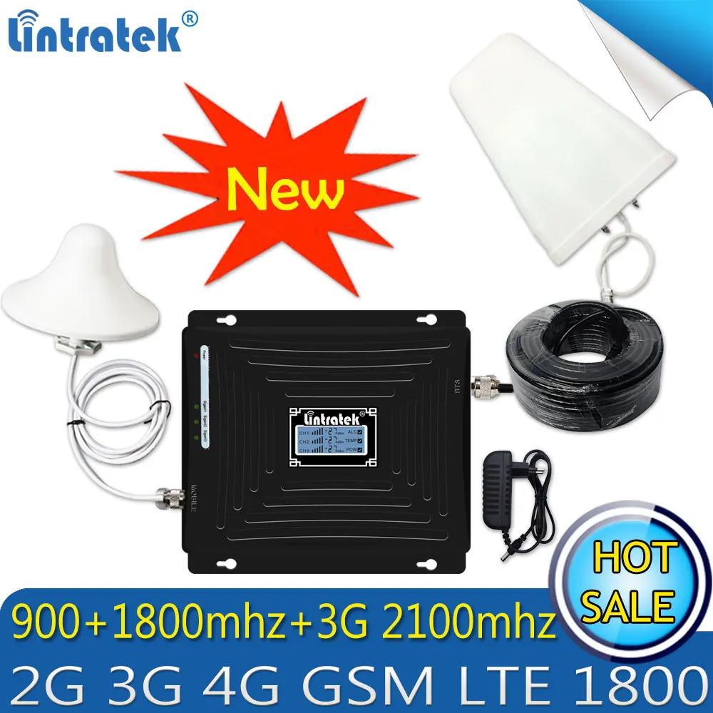 Lintratek 2G 3G 4G Tri band Cell Phone Signal Booster 70dB
