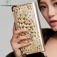 2016 Mujeres Agarran La Carpeta Del Bolso de Cuero Del Mitón Del Diamante Largo bolso Negro de Oro de Señora Famosa Marca Del Teléfono Tarjeta Monedero!
