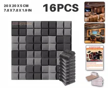 Новый 16 шт. Комплект черно-Серый 20x20x5 см (7.8×7.8×1.9in) Полушарие Сетки Панель Звук поглощения Акустической Пены KK1040