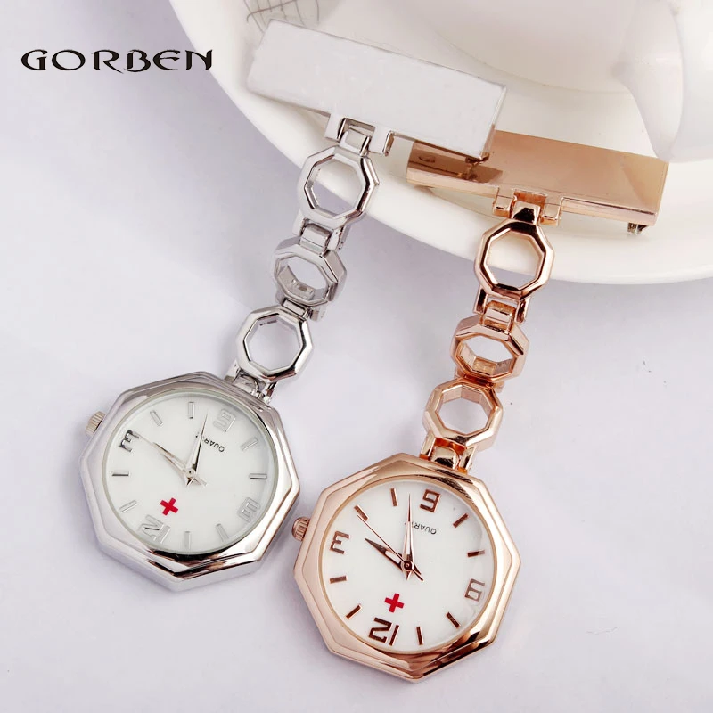Luxury Crystal Clip on Medical Doctor Pocket Watch Quartz Nurses Watch