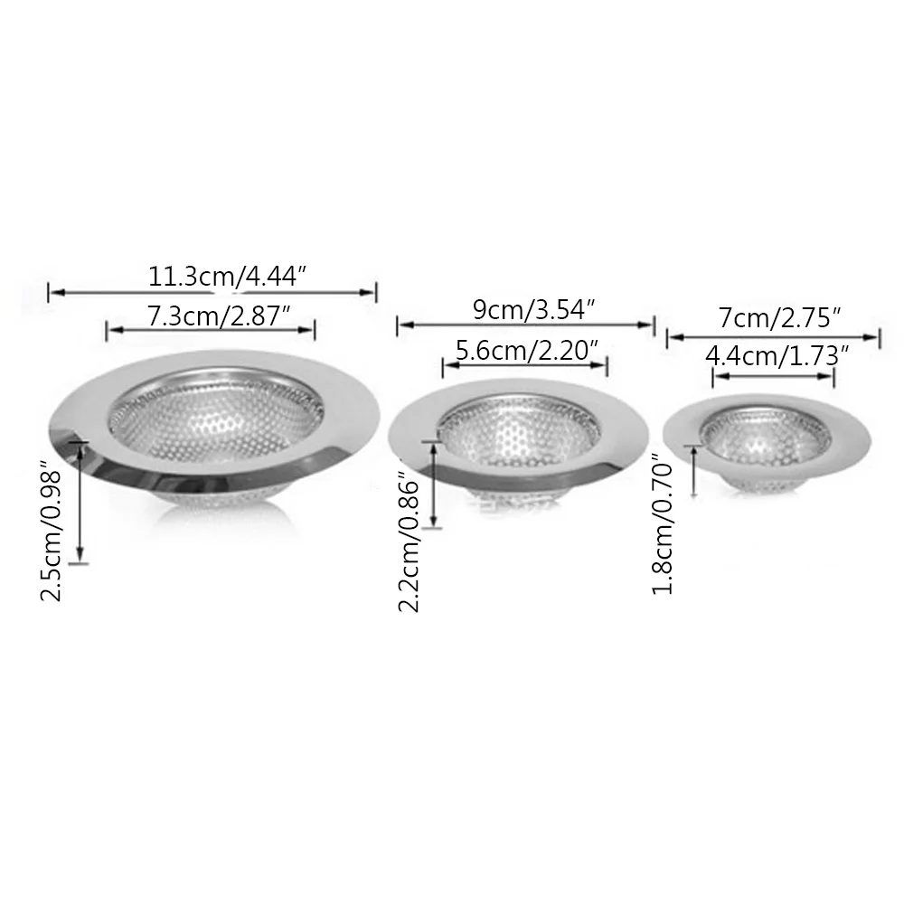 Sink Drain Filter Household Stainless Steel Sink Strainer Metal Filter Bath Drain Waste Screen 1PC